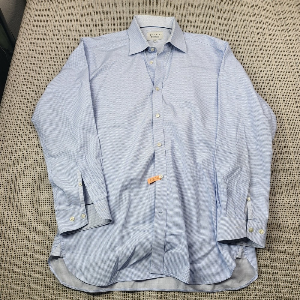 Ted Baker Endurance‎ Shirt Mens 15.5 32/33 Blue Geometric Dress Long Sleeve